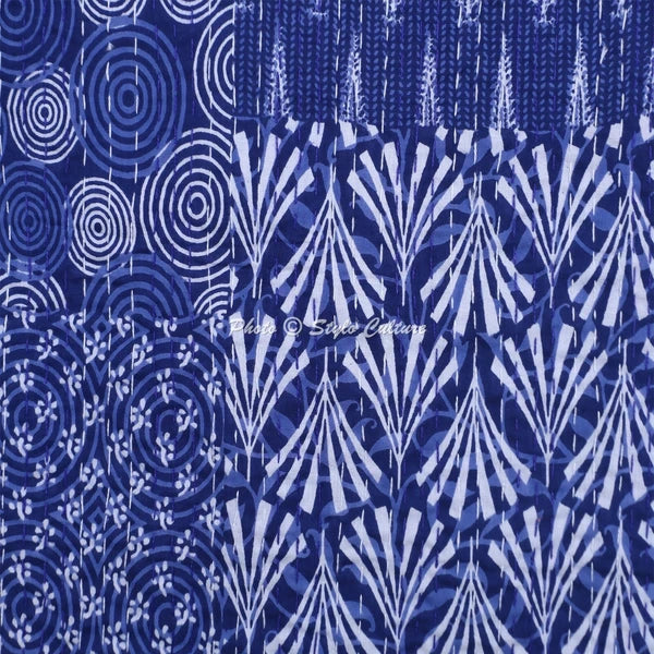 Cushion Cover Pillow Case Kantha Indian Traditional Throw Decor Art Yoga