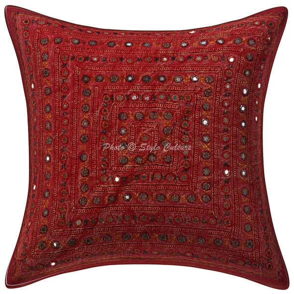 Pillow Cover Mirrored Embroidered Decor Car Sofa Cushion Case 16 x 16 in