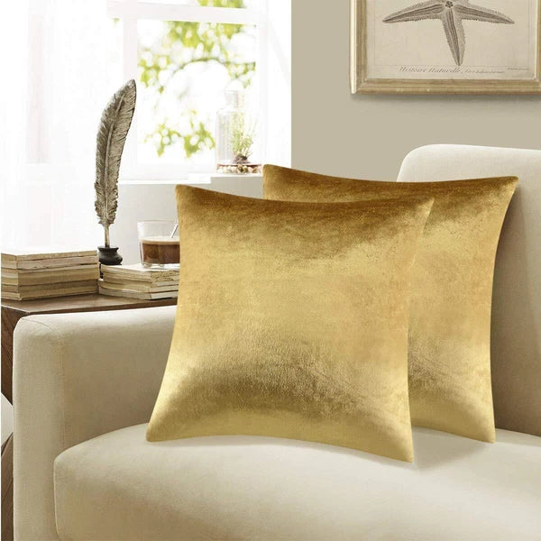 2 Pack 20x20 Inch Gold Velvet Decorative Throw Pillow Covers for Sofa Couch