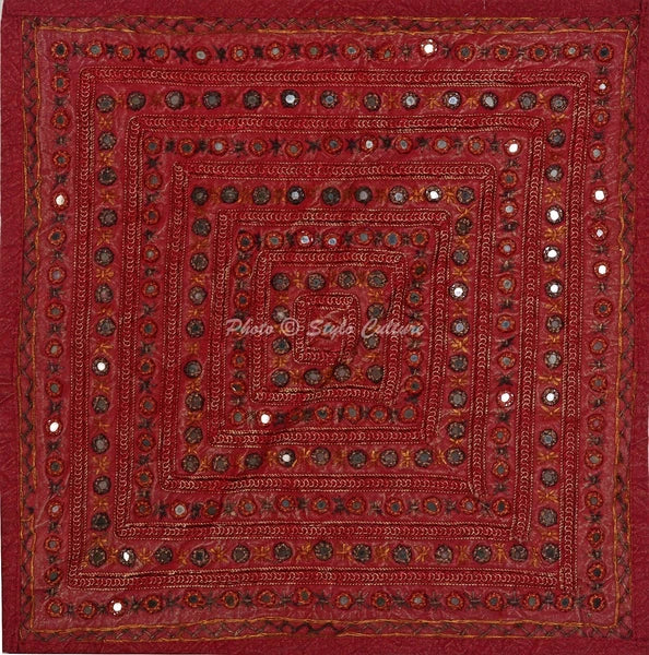 Pillow Cover Mirrored Embroidered Decor Car Sofa Cushion Case 16 x 16 in