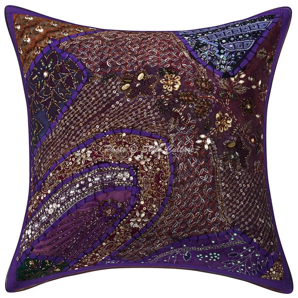 New Home Decor Boho Beaded 16 x 16 in Pillow Cover Case Handwoven Cushion Room