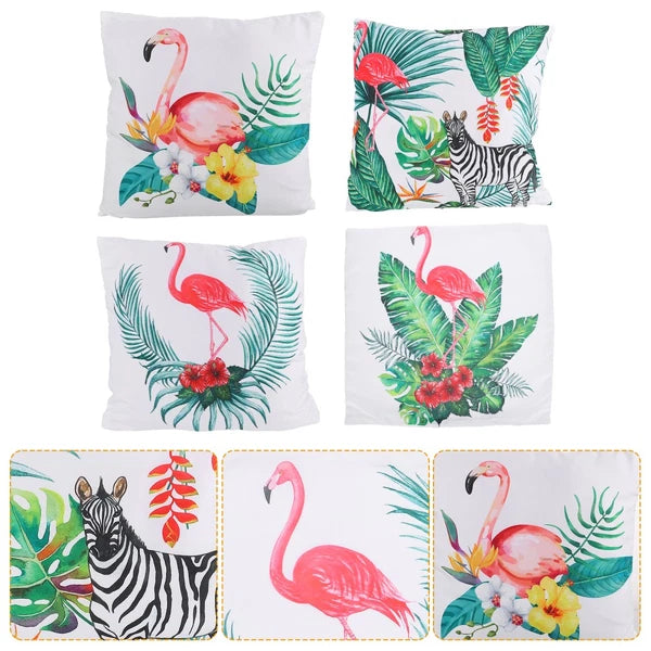 4pcs Flamingo Pillow Covers Square Throw Pillowcase Bed Sofa Cushion Cover
