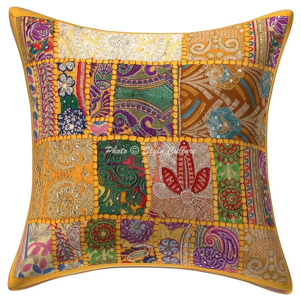 Decorative Home Decor 16 x 16 in Cushion Cover Vintage Patchwork Pillow Case