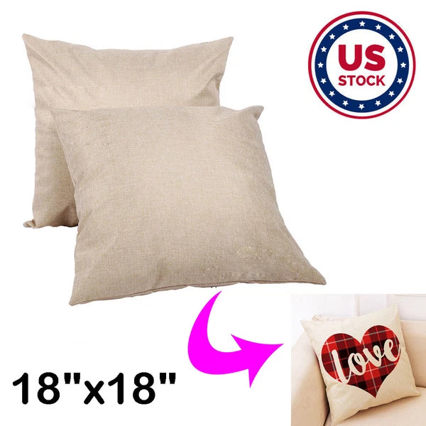 50Pcs Linen Sublimation Blank Pillow Case Throw Cushion Cover Sofa Car Bed Decor