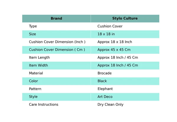 Boho Hippie Yoga Pillow Case Cushion Cover Black Brocade Jacquard Elephant