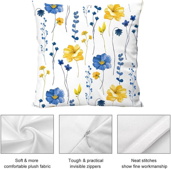Navy Blue Yellow Flower Pillow 18" x (Pack of 2),