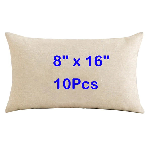 10Pcs 8"x16" Blank Sublimation Linen Pillow Case Home Sofa Waist Cushion Cover