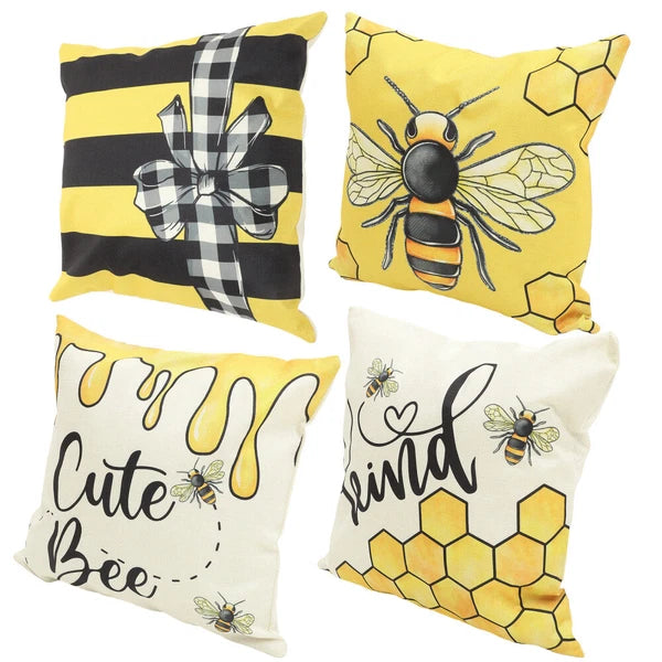 4pcs Decorative Adorable Comfortable Cushion Cover Pillowcase Square Replacement