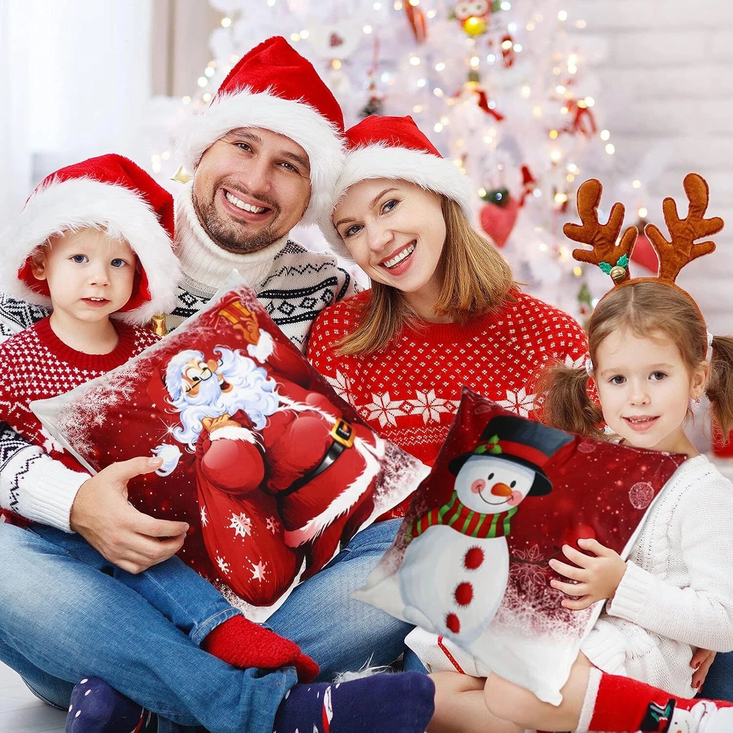4 x 18" Christmas Pillow Case Cover Set Sofa Pillowcase Cushion Cover Home Decor