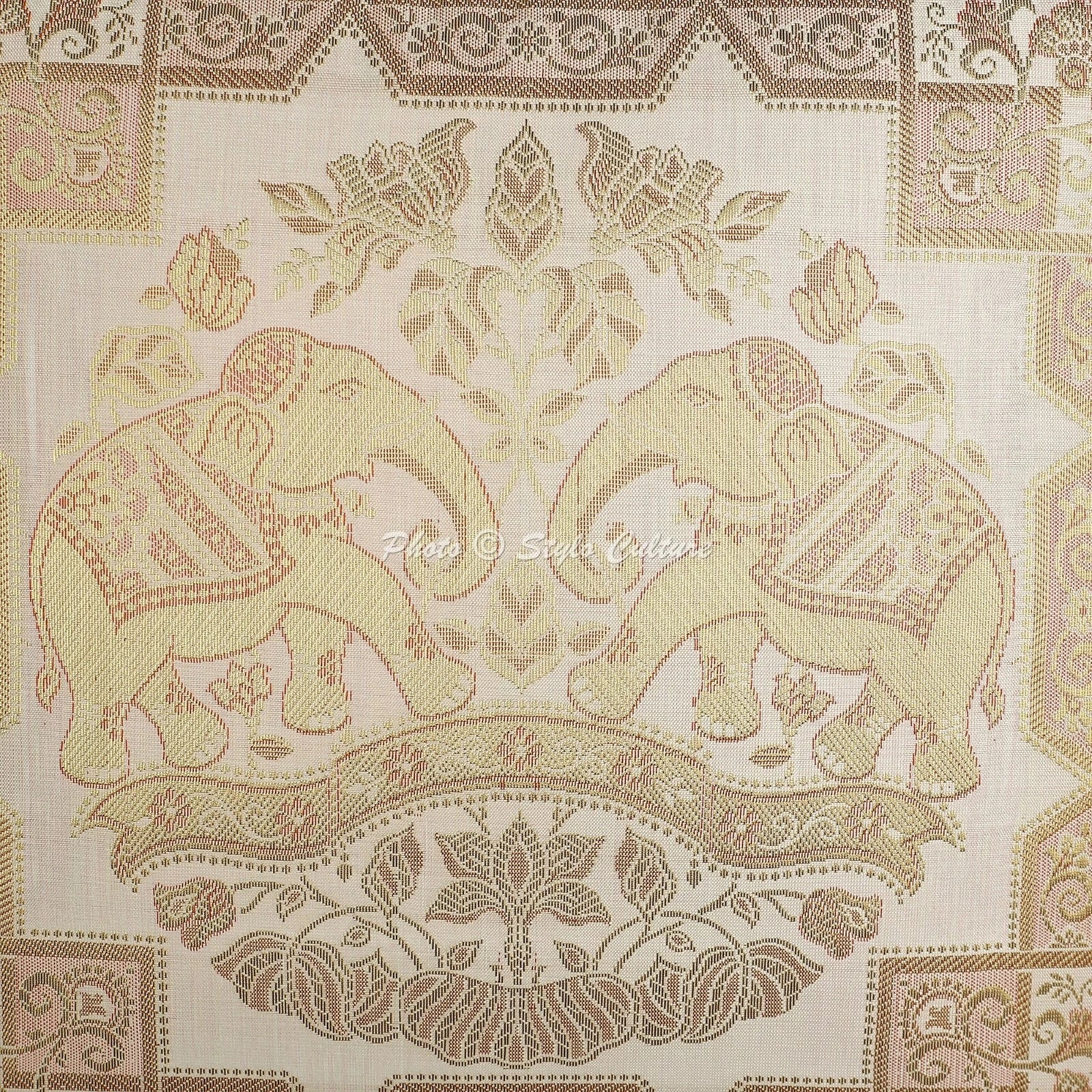 Home Decor Elephant Brocade Jacquard 18 x 18 in Pillow Cover Case Cushion Room