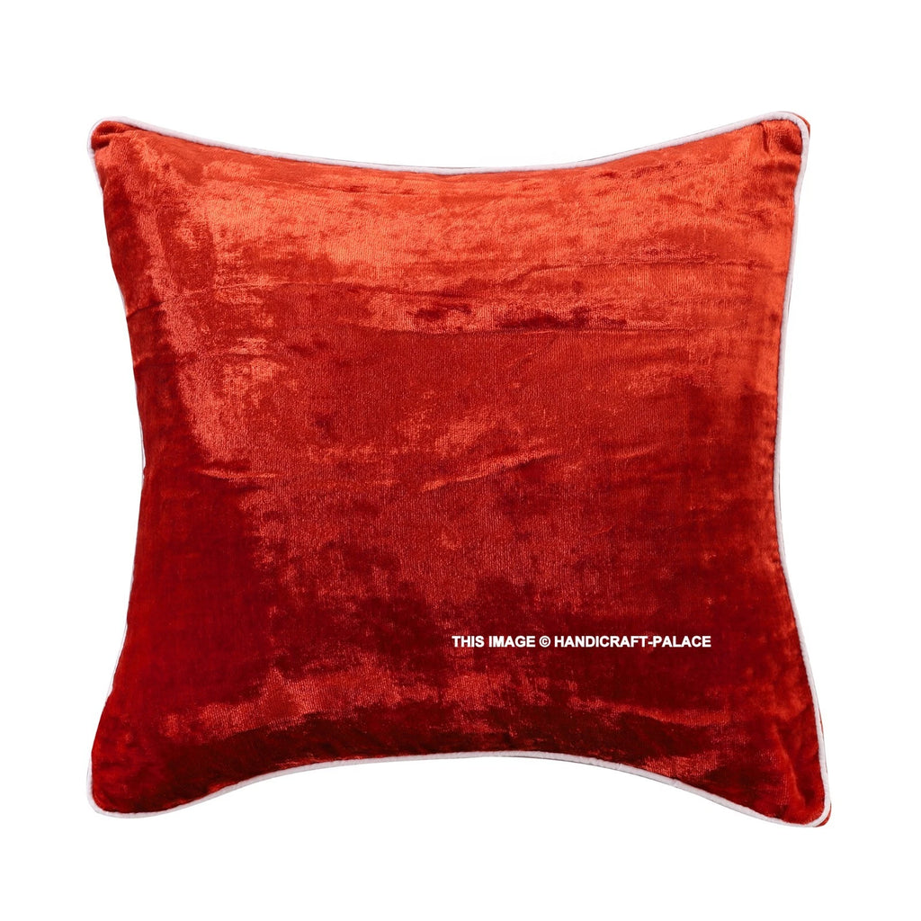 Set of 2 Soft Velvet Solid Rust Color Throw Pillow Case Sofa Bed Cushion Cover