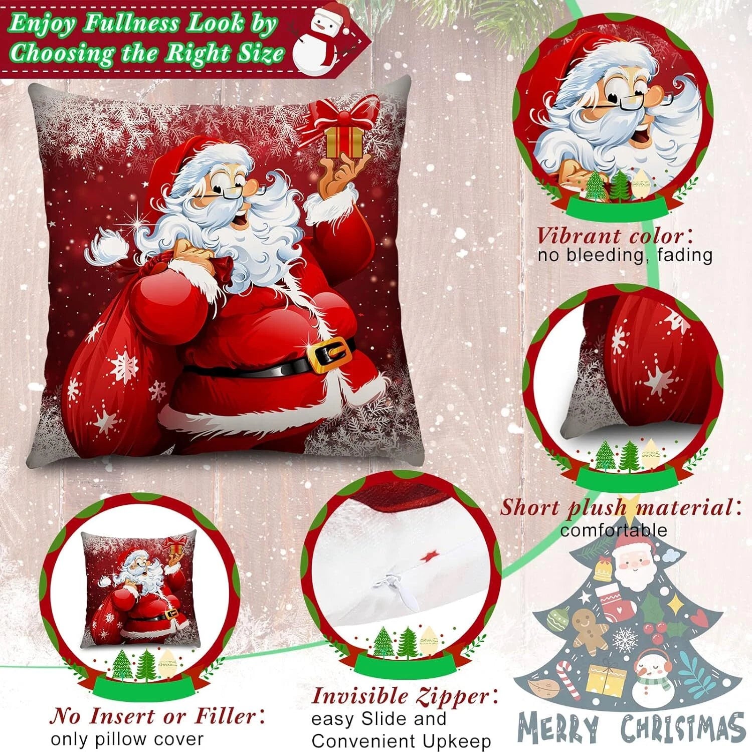 4 x 18" Christmas Pillow Case Cover Set Sofa Pillowcase Cushion Cover Home Decor