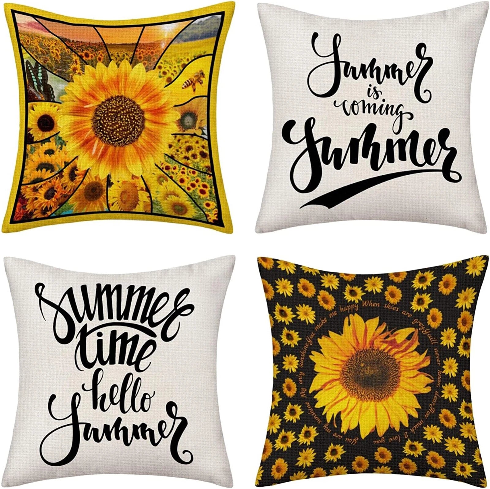4 Pack Cushion Covers 18" Linen Pillowcase Throw Pillow Covers for Sofa Bedroom