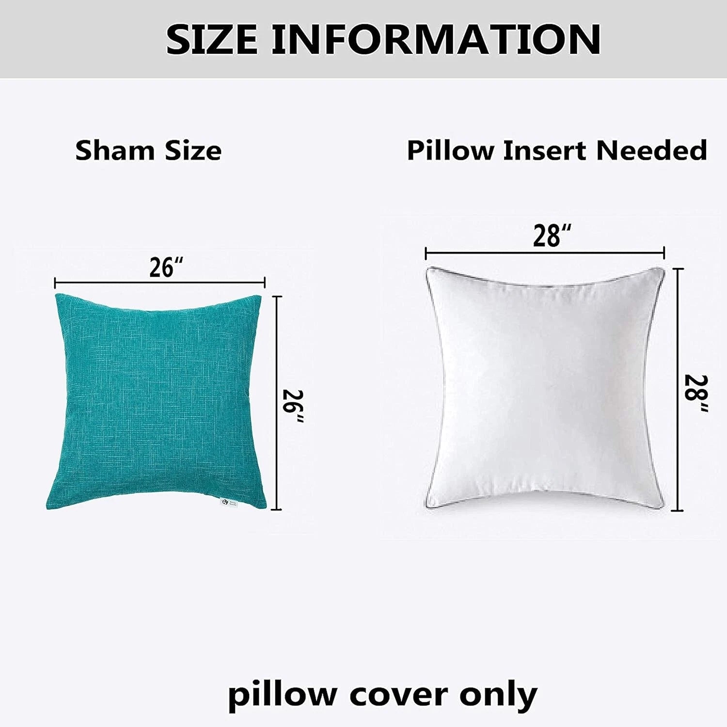 Set of 2 Decorative Linen Pillowcases for Couch/Sofa/Bed 26x26-inch Peacock Blue