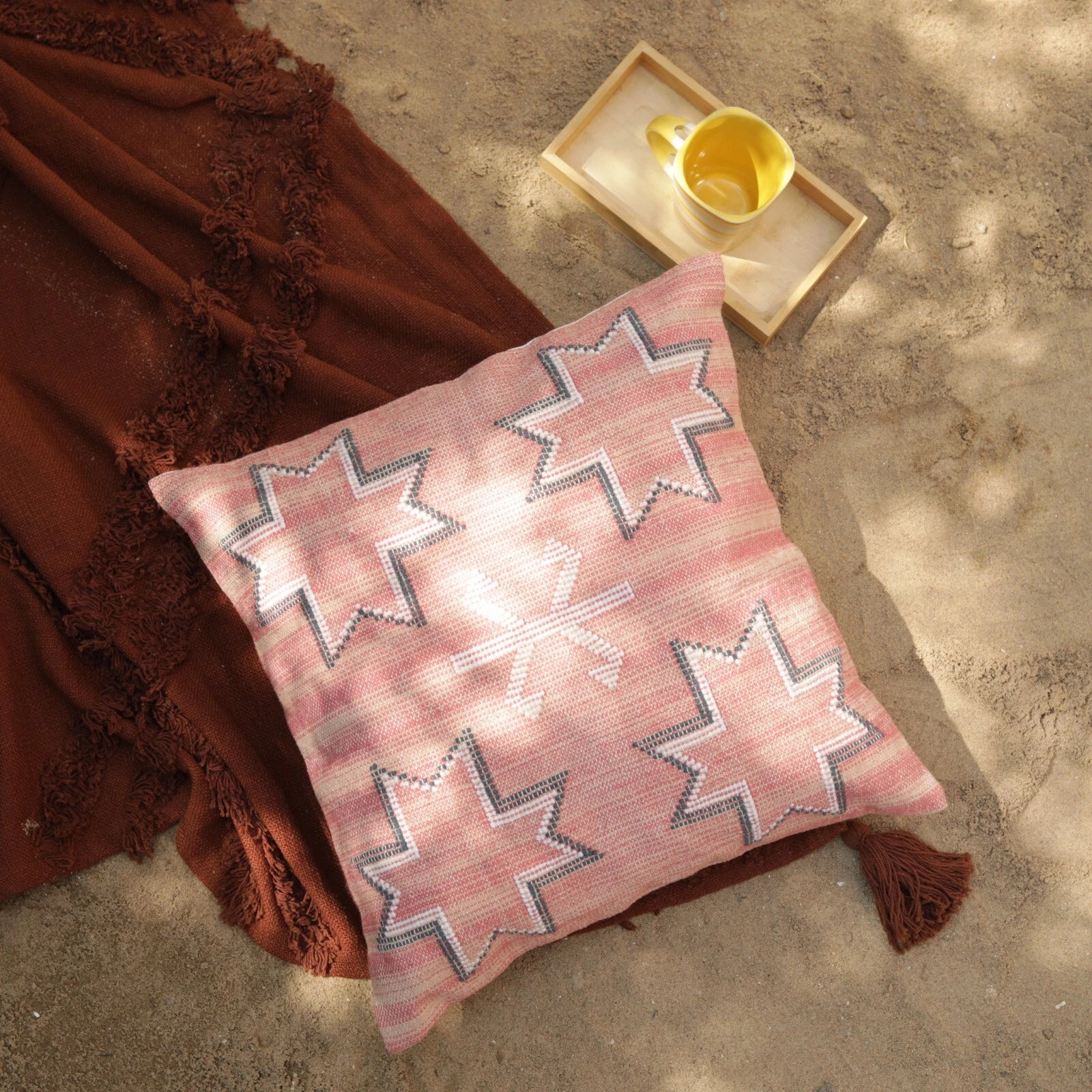 Star pattern Moroccan Sabra cushion cover for guestroom decor pillow cover