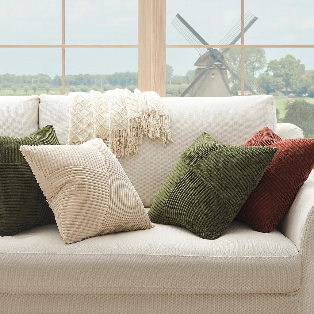 Set of 2 Olive Green Decorative Throw Pillow Covers 20x20 Inches for Couch Be...