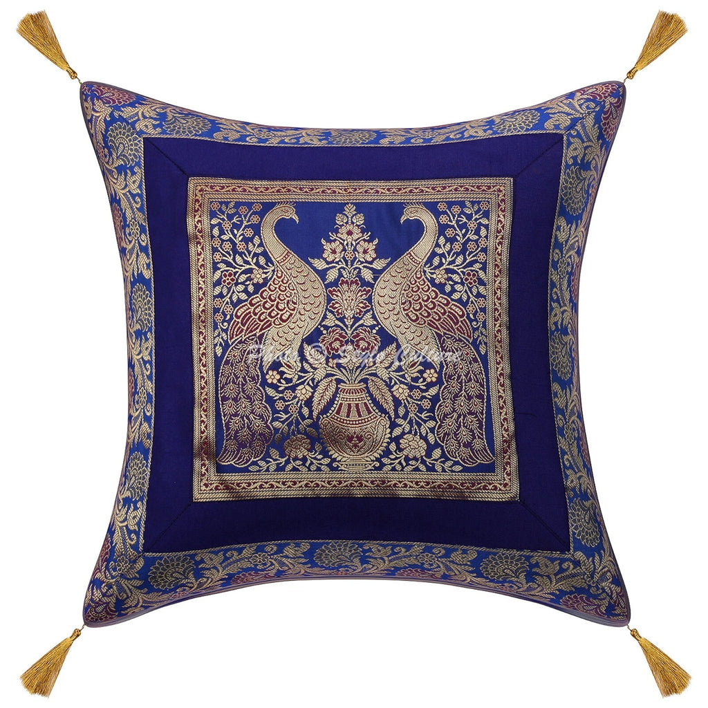 Home Decor Pillow Cover Brocade Jacquard Bohemian Cushion Cover Throw 18 x 18 in