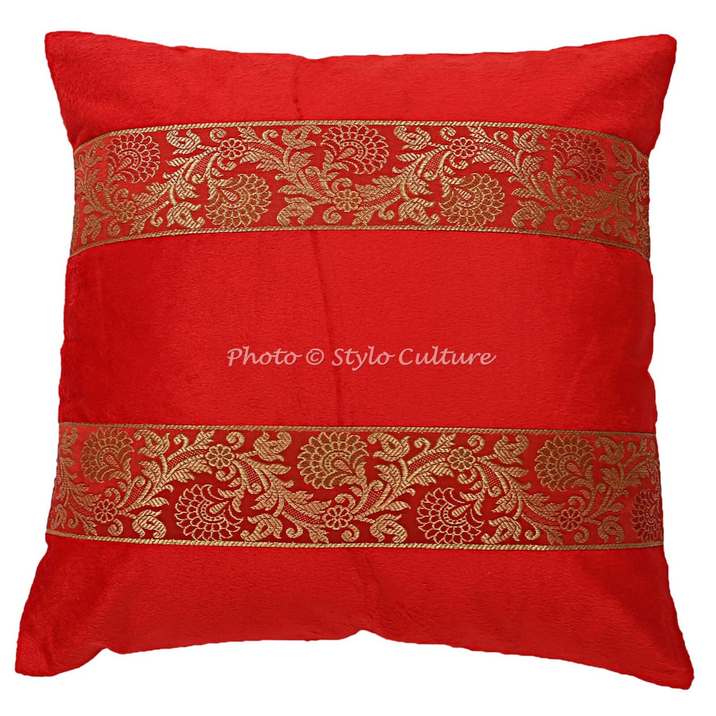 Pillow Cover Handcrafted Brocade Jacquard Decor Car Sofa Cushion Case 16 x 16 in