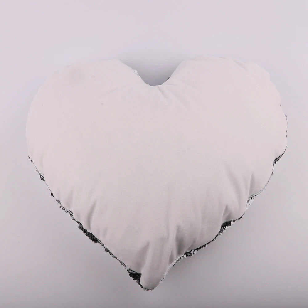 10Pcs Heart Shaped Sublimation Pillow Case Sequin Glitter Sofa Cushion Cover DIY