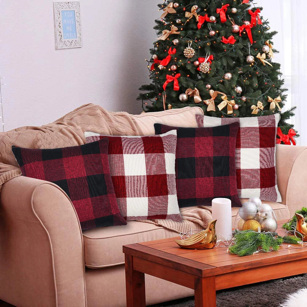 Set of 4pcs Soft Polyester Square Throw Pillow Covers for Sofa Couch Living Room
