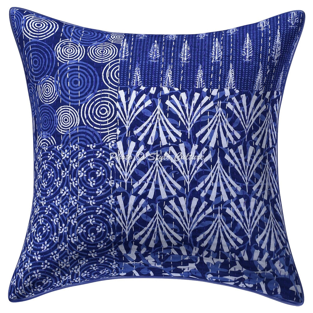 Cushion Cover Pillow Case Kantha Indian Traditional Throw Decor Art Yoga