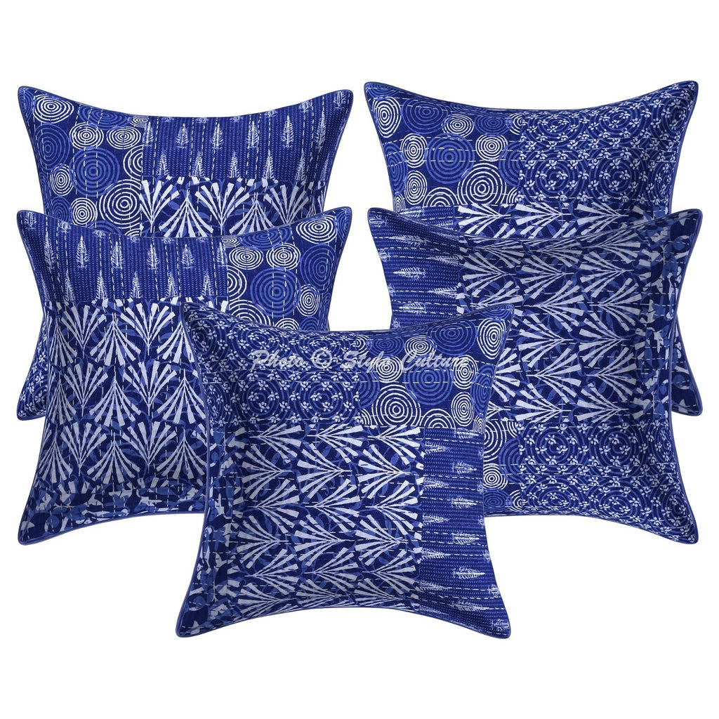 Indian Cushion Cover Pillow Case Kantha Ethnic Traditional Throw Decor Art Yoga