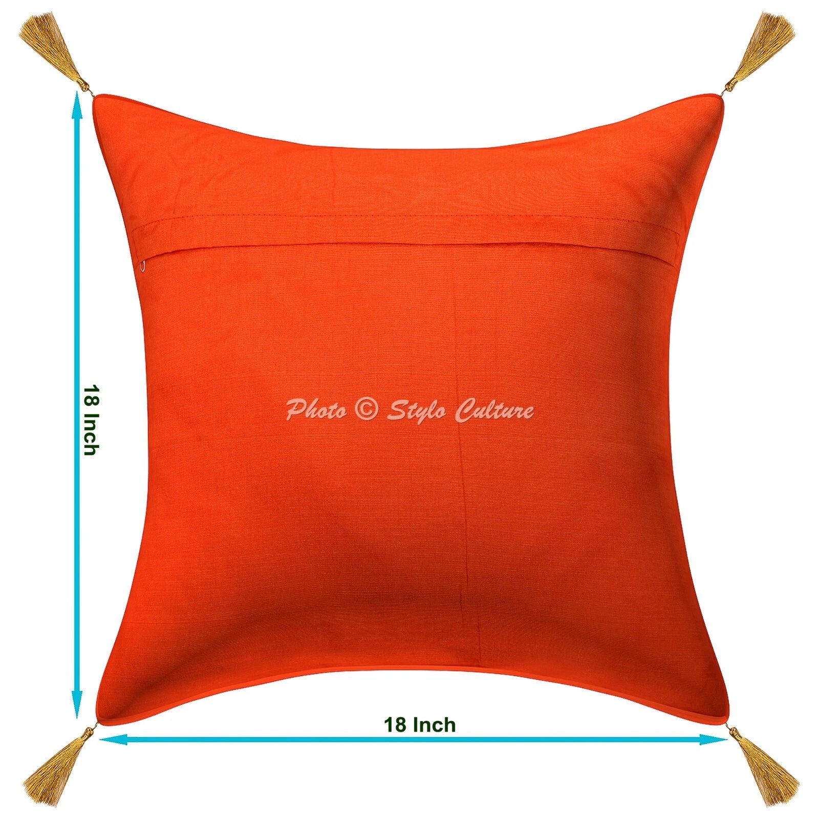 Boho Hippie Yoga Pillow Case Cushion Cover Orange Brocade Jacquard Meditation