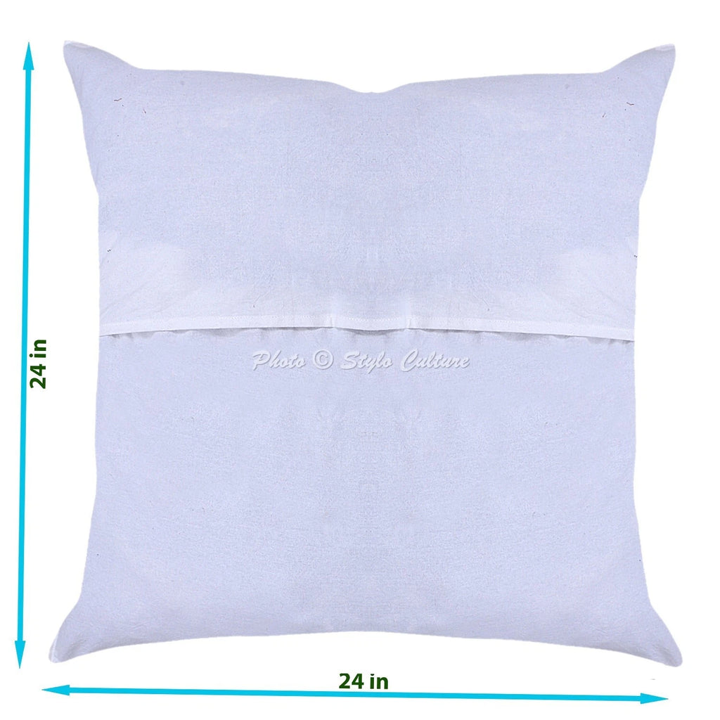 Cushion Cover Handmade Ethnic Embroidered 24 x 24 in Hippie Sofa Car Pillow Case