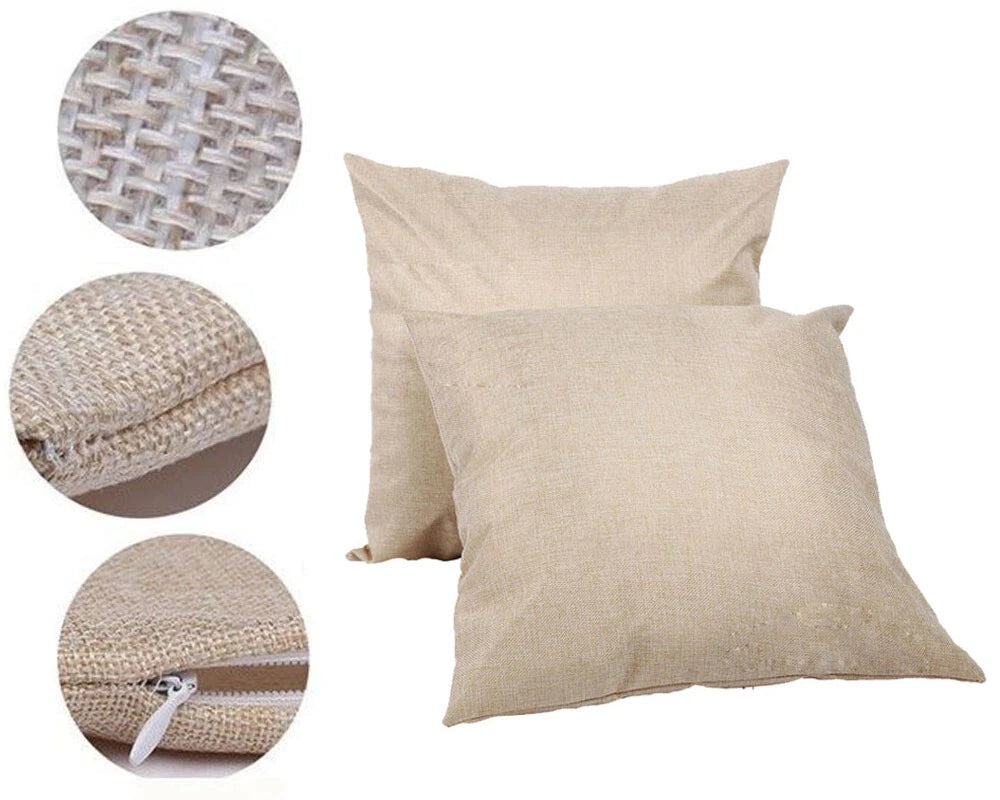 50Pcs Linen Sublimation Blank Pillow Case Throw Cushion Cover Sofa Car Bed Decor