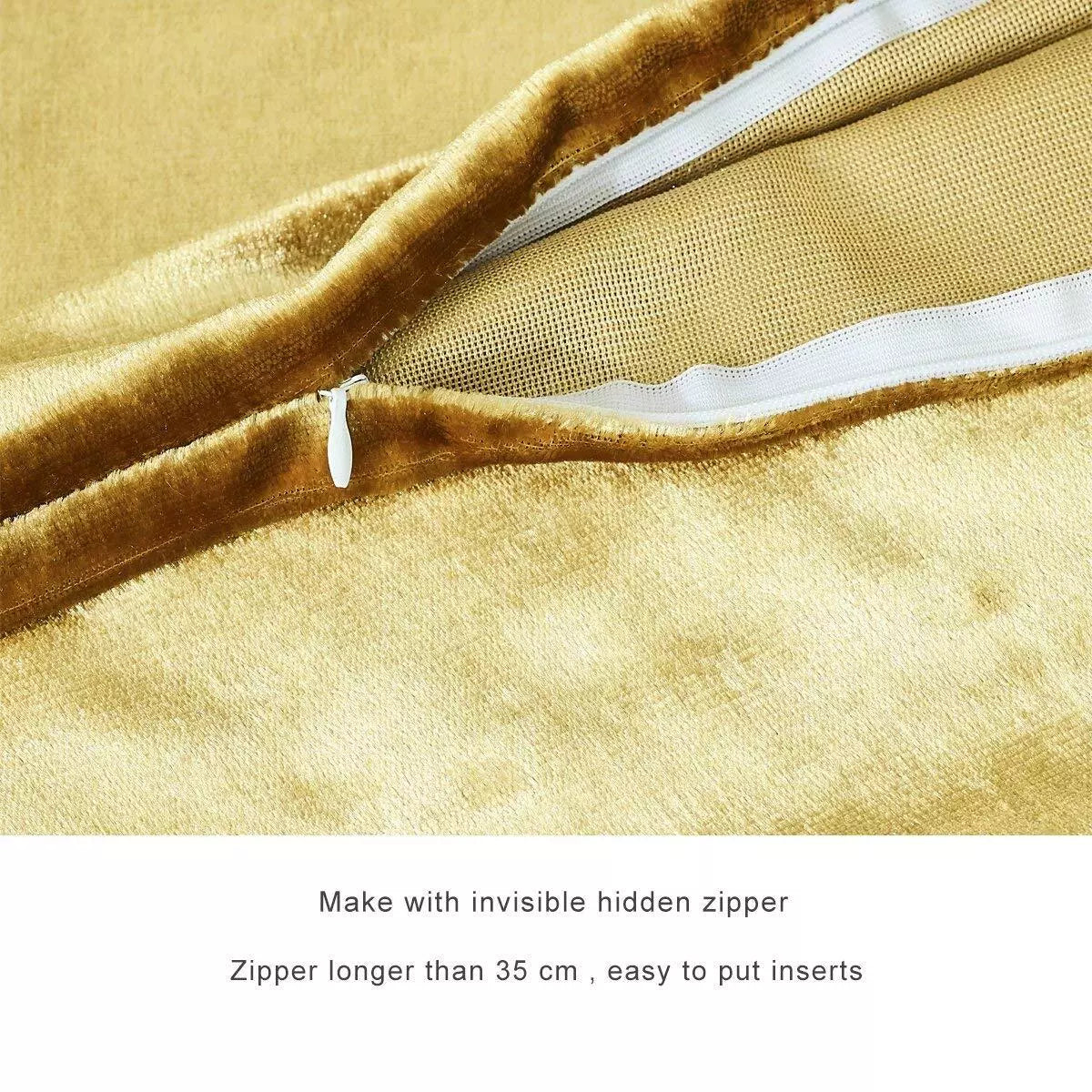 2 Pack 20x20 Inch Gold Velvet Decorative Throw Pillow Covers for Sofa Couch