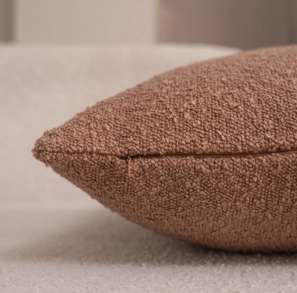 Textured Boucle Throw Pillow Covers 12x20 Camel for Bed Couch Sofa Living Roo...