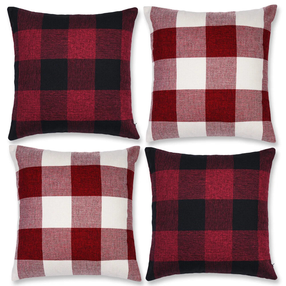 Set of 4pcs Soft Polyester Square Throw Pillow Covers for Sofa Couch Living Room
