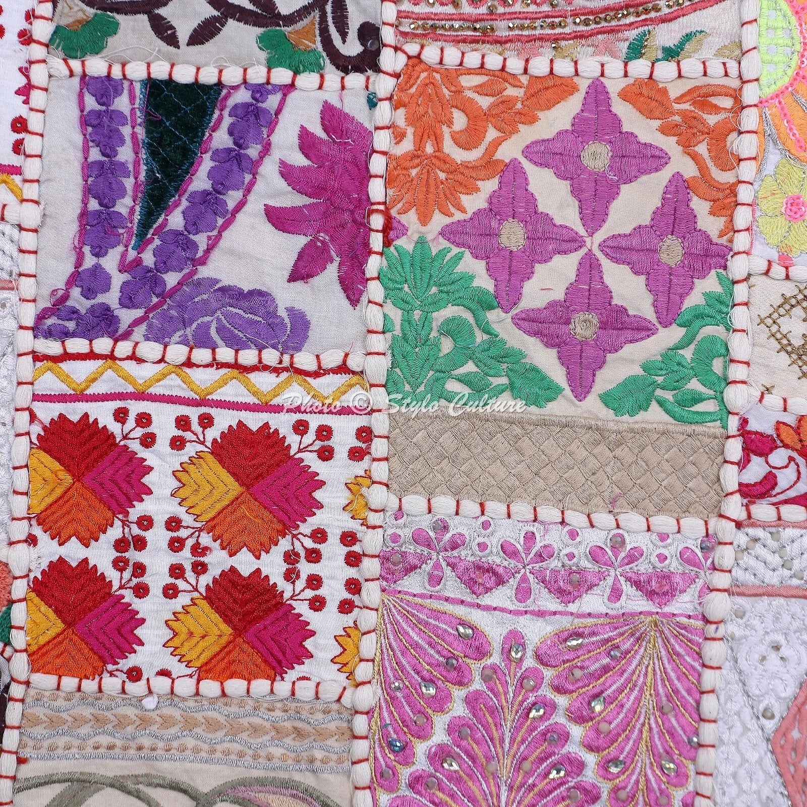 Vintage Handwoven Pillow Cases Floor Patchwork Home Art Car Boho Cushion Cover