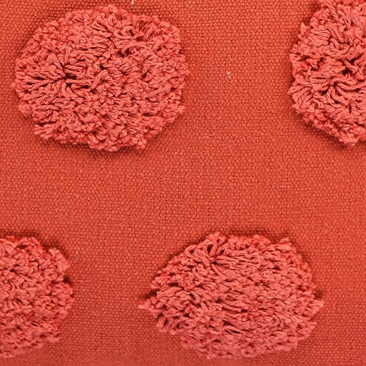 Tufted Dots Cotton Cushion Cover For Sofa, Living Room Or Bed 18x18 inch, Coral