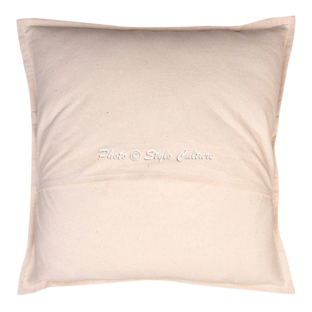 Decorative Home Decor 16 x 16 in Boho Cushion Cover Embroidered Sofa Pillow Case