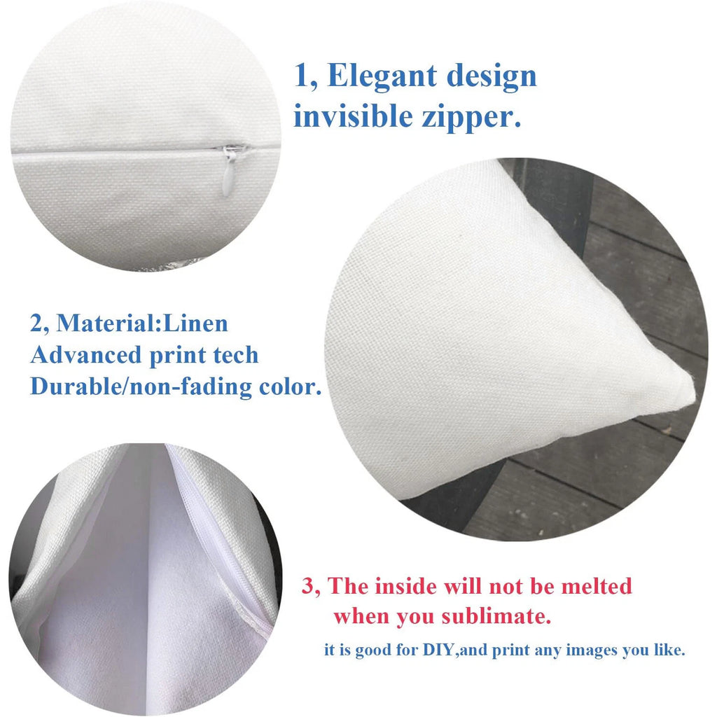 50pcs 16"x16" Blank White Linen Sublimation Blank Pillow Case Sofa Cushion Cover