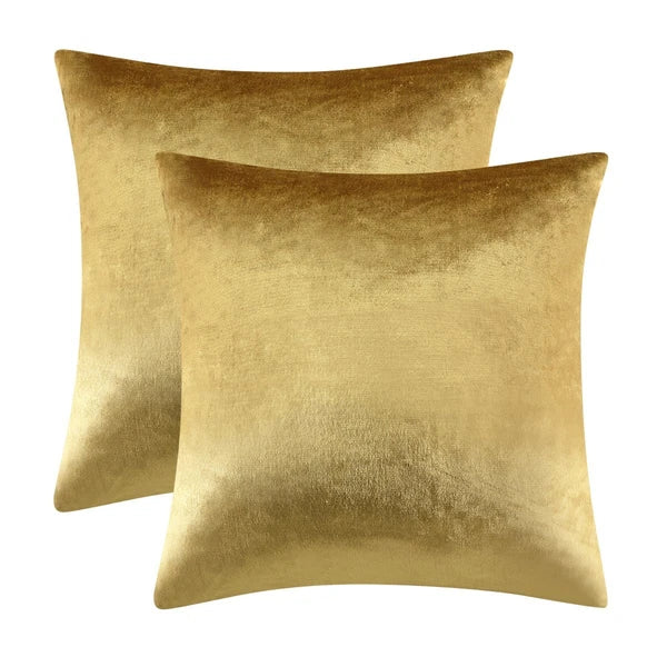 2 Pack 20x20 Inch Gold Velvet Decorative Throw Pillow Covers for Sofa Couch