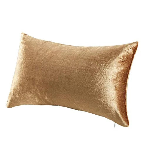 Velvet Decorative Throw Pillow Covers for Sofa Bed 2 12 x 20"- set of 2 Gold