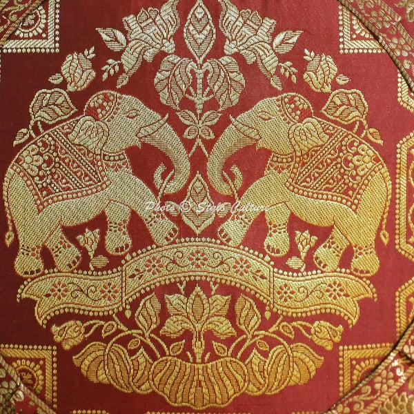 Hippie Yoga Pillow Case Cushion Cover Red Brocade Jacquard Boho Meditation