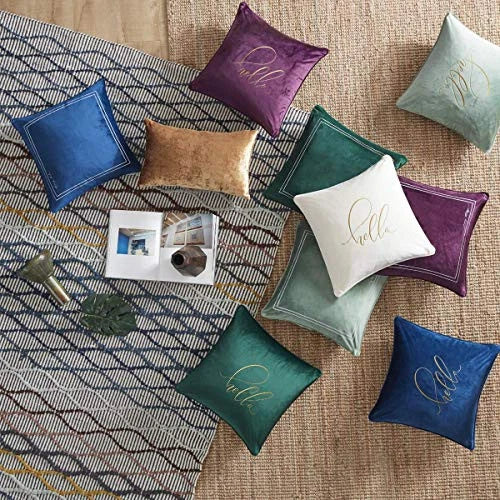 Velvet Decorative Throw Pillow Covers for Sofa Bed 2 12 x 20"- set of 2 Gold