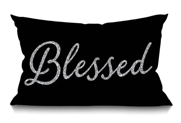 12x20 Inch Blessed Word Decorative Lumbar Pillowcase Throw Pillow Cover for Sofa