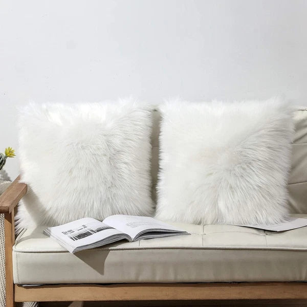 Soft Faux Fur Fluffy Square Plush Pillow Case Cushion Cover Home Sofa Bed Decor