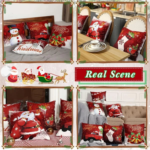 4 x 18" Christmas Pillow Case Cover Set Sofa Pillowcase Cushion Cover Home Decor