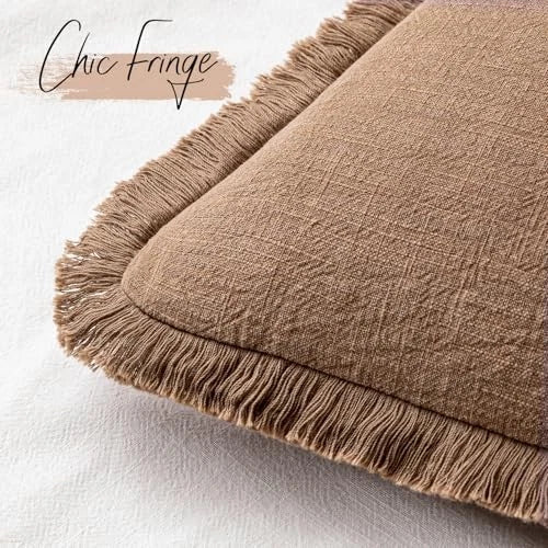 Set of 2 Decorative Throw Pillow Covers 20×20 Inch 20" x 20" (Pack of 2) Brown