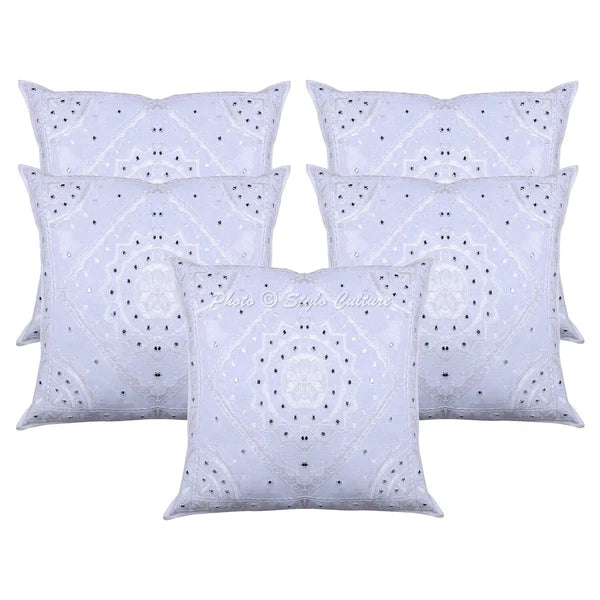 Pillow Cover Handcrafted Boho Embroidered Decor Car Sofa Cushion Case 24 x 24 in