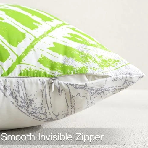 Set of 4 Leaf Print Throw Pillow Covers 18x18 Decorative Square Pillowcases