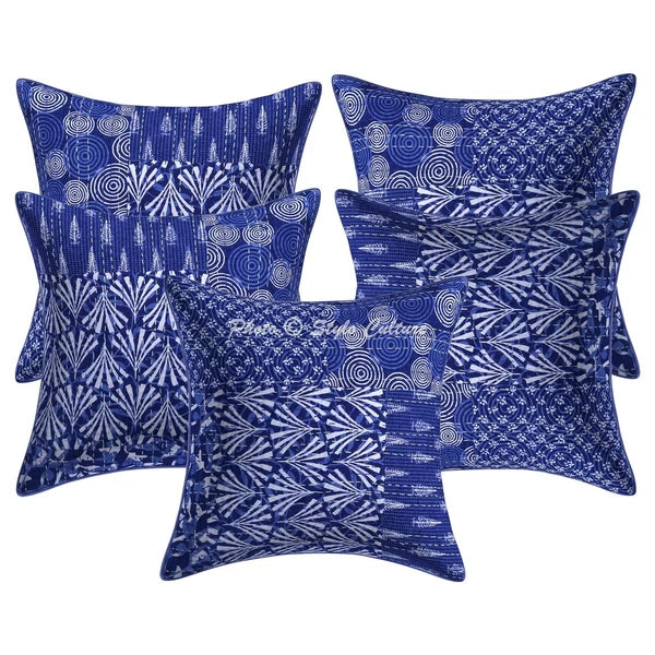 Indian Cushion Cover Pillow Case Kantha Ethnic Traditional Throw Decor Art Yoga