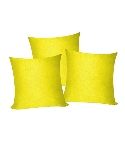 3 x Plain Satin 16x16 Yellow Cushion Cover / Pillow Cases /Sofa Décor