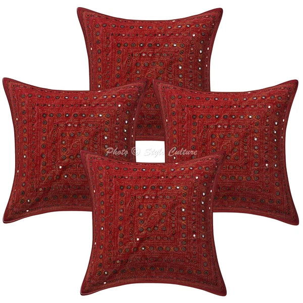Pillow Cover Mirrored Embroidered Decor Car Sofa Cushion Case 16 x 16 in
