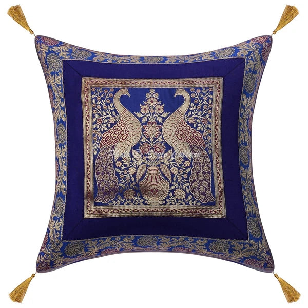 Home Decor Pillow Cover Brocade Jacquard Bohemian Cushion Cover Throw 18 x 18 in